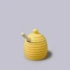 W.M.Bartleet & Sons Honey Pot With Wooden Dipper Yellow 2 W.M.Bartleet & Sons Honey Pot With Wooden Dipper Yellow -HARTS OF STUR Sales T335 W M Bartleet Honeypot with Wooden Dipper Yellow