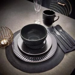 Tower Empire 16 Piece Dinnerware Set Black -HARTS OF STUR Sales T867002BLK Tower Empire 16 Piece Dinnerware Set Black 5