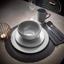 Tower Empire 16 Piece Dinnerware Set Grey 13 Tower Empire 16 Piece Dinnerware Set Grey -HARTS OF STUR Sales T867002GRY Tower Empire 16 Piece Dinnerware Set Grey 5