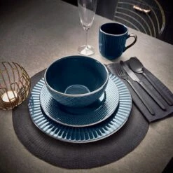 Tower Empire 16 Piece Dinnerware Set Midnight Blue -HARTS OF STUR Sales T867002MNB Tower Empire 16 Piece Dinnerware Set Midnight Blue 5