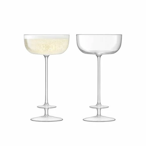 LSA Champagne Theatre Champagne Saucer 210ml Tier & Clear Set Of Two 3 LSA Champagne Theatre Champagne Saucer 210ml Tier & Clear Set Of Two