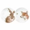 Wrendale Designs Set Of 2 Coupe Plates (Fox & Hare) 1 Wrendale Designs Set Of 2 Coupe Plates (Fox & Hare) -HARTS OF STUR Sales WN3994XW Wrendale Coupe Plates Fox and Hare 1