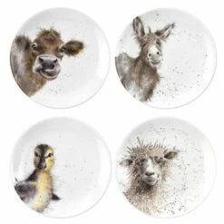 Wrendale Designs Set Of 4 Animal Coupe Plates