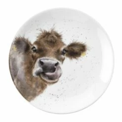 Wrendale Designs Set Of 4 Animal Coupe Plates -HARTS OF STUR Sales WN4093 XW Wrendale Designs Set of 4 Donkey Duckling Cow And Sheep Coupe Plates 3
