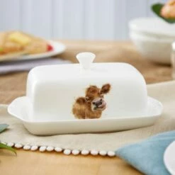 Wrendale Designs Covered Butter Dish Cow -HARTS OF STUR Sales WN4382 XW Wrendale Designs Covered Butter Dish Cow 3