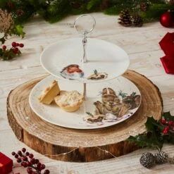 Wrendale Designs 2 Tiered Cake Stand Robin & Bunny -HARTS OF STUR Sales WNA4375XG Wrendale Designs 2 Tiered Cake Stand Robin and Bunny 4