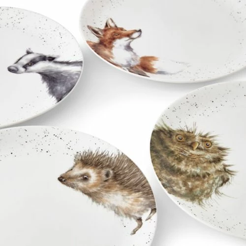 Wrendale Designs Set Of 4 Coupe Plates, 27cm (Badger, Hedgehog, Fox & Owl) 4 Wrendale Designs Set Of 4 Coupe Plates, 27cm (Badger, Hedgehog, Fox & Owl) - Image 2