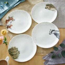Wrendale Designs Set Of 4 Coupe Plates, 27cm (Badger, Hedgehog, Fox & Owl) 11 Wrendale Designs Set Of 4 Coupe Plates, 27cm (Badger, Hedgehog, Fox & Owl) -HARTS OF STUR Sales WNB4077 XB Wrendale Designs Coupe Plate Set Of 4 27cm 3