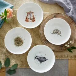 Wrendale Designs Set Of 4 Cereal Bowls (Badger, Hedgehog, Fox & Owl) -HARTS OF STUR Sales WNB4078 XB Wrendale Designs Cereal Bowl Set Of 4 Assorted 3