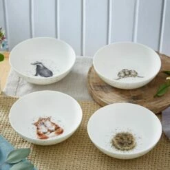 Wrendale Designs Set Of 4 Cereal Bowls (Badger, Hedgehog, Fox & Owl) -HARTS OF STUR Sales WNB4078 XB Wrendale Designs Cereal Bowl Set Of 4 Assorted 5