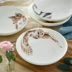 Wrendale Designs Set Of 4 Pasta Bowls (Badger, Hedgehog, Fox & Owl) -HARTS OF STUR Sales WNB4341 XB Wrendale Designs Pasta Bowl Set Of 4 Assorted 4