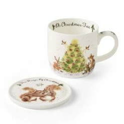 Wrendale Designs Mug And Coaster Set Oh Christmas Tree -HARTS OF STUR Sales WNRC3943XG Wrendale Designs Oh Christmas Tree Mix 2