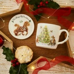 Wrendale Designs Mug And Coaster Set Oh Christmas Tree -HARTS OF STUR Sales WNRC3943XG Wrendale Designs Oh Christmas Tree Mix 4