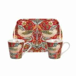 Morris & Co Strawberry Thief Red Mug & Tray Set
