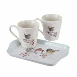 Wrendale Designs Christmas Snowy Day Mug And Tray Set -HARTS OF STUR Sales X0011658930 Wrendale Designs Christmas Collection One Snowy Day Birds Twin Mug and Tray Set 2